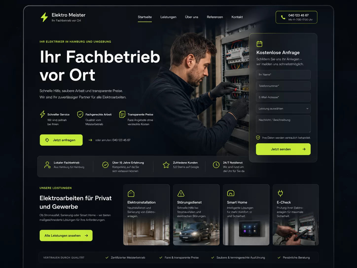 Screenshot einer Google Ads Landingpage als Referenzprojekt von Henscke24